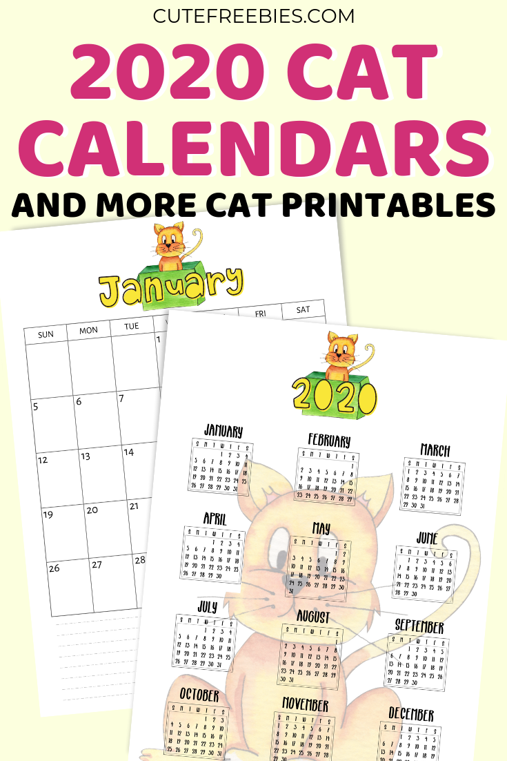 2020-cat-calendar-printable-4 - Cute Freebies For You