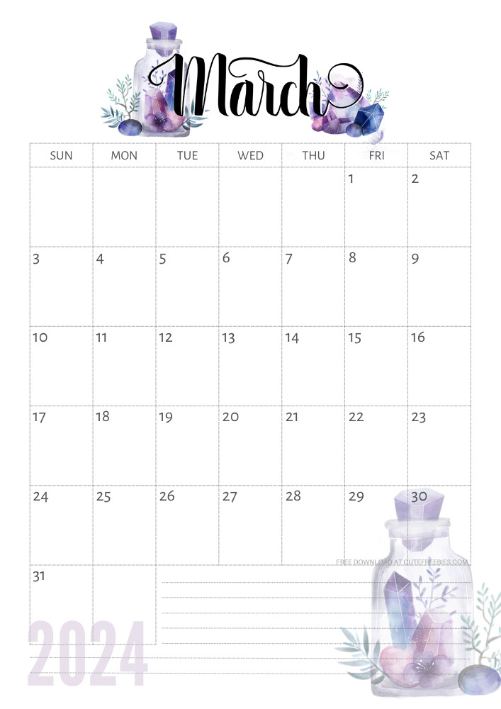 March2024calendarcrystals Cute Freebies For You