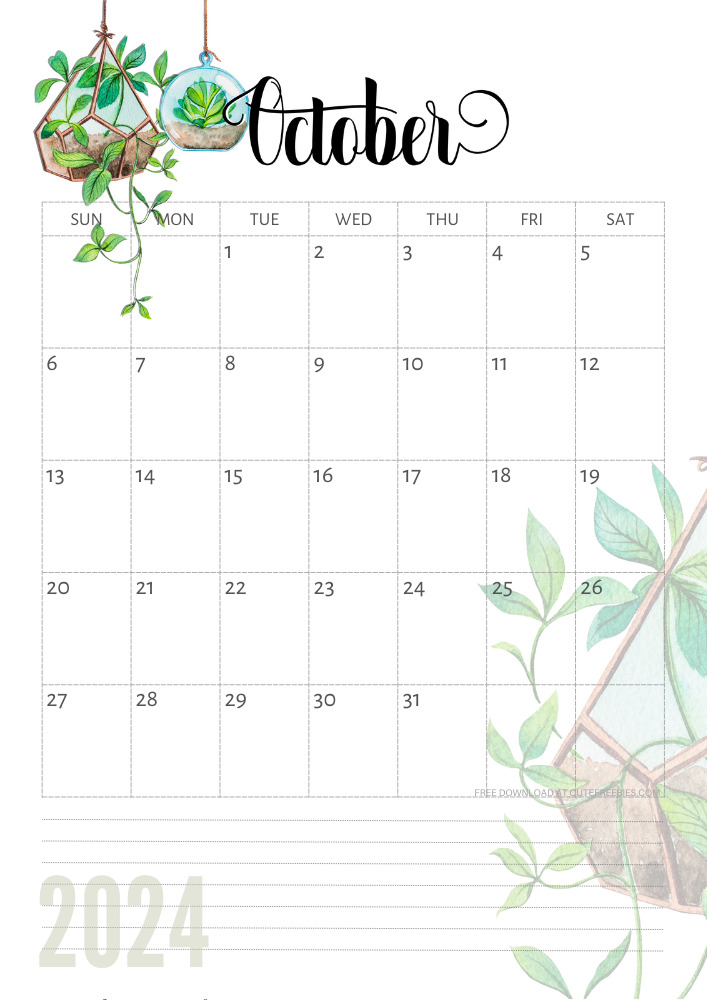 October2024calendarplants Cute Freebies For You