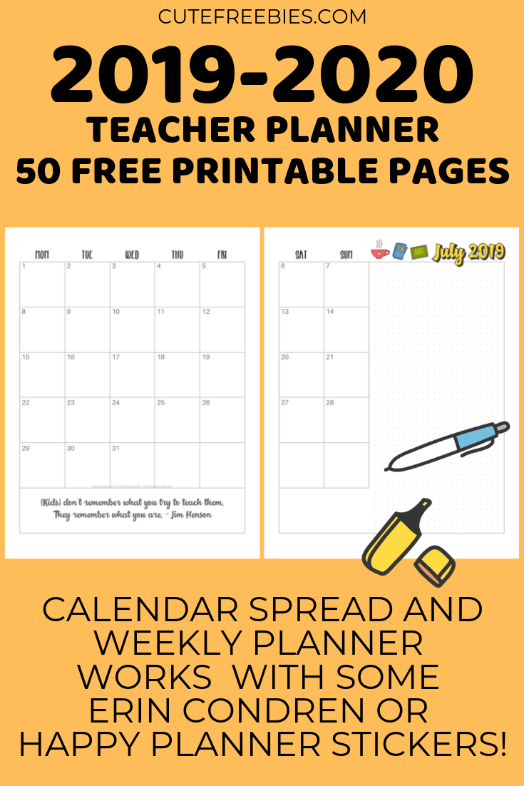 2019-2020-teacher-planner - Cute Freebies For You