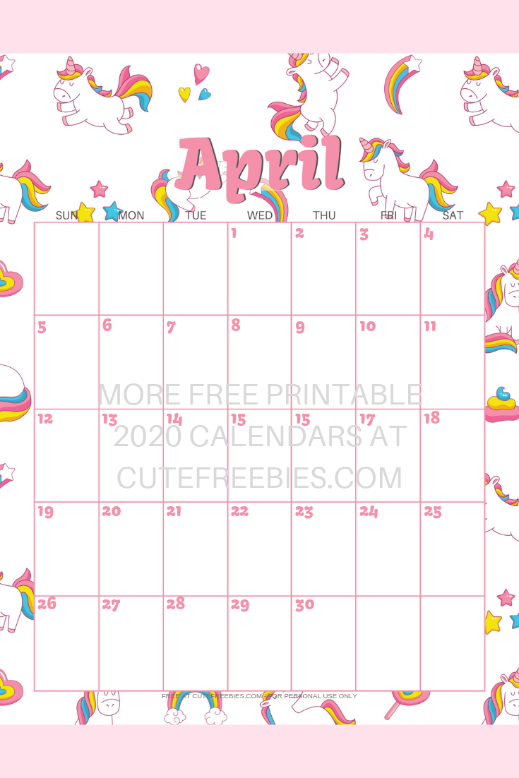 april2020calendarunicorn Cute Freebies For You
