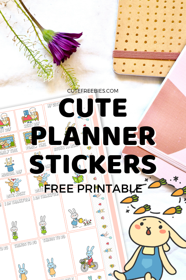 cute planner stickers with rabbits free printable