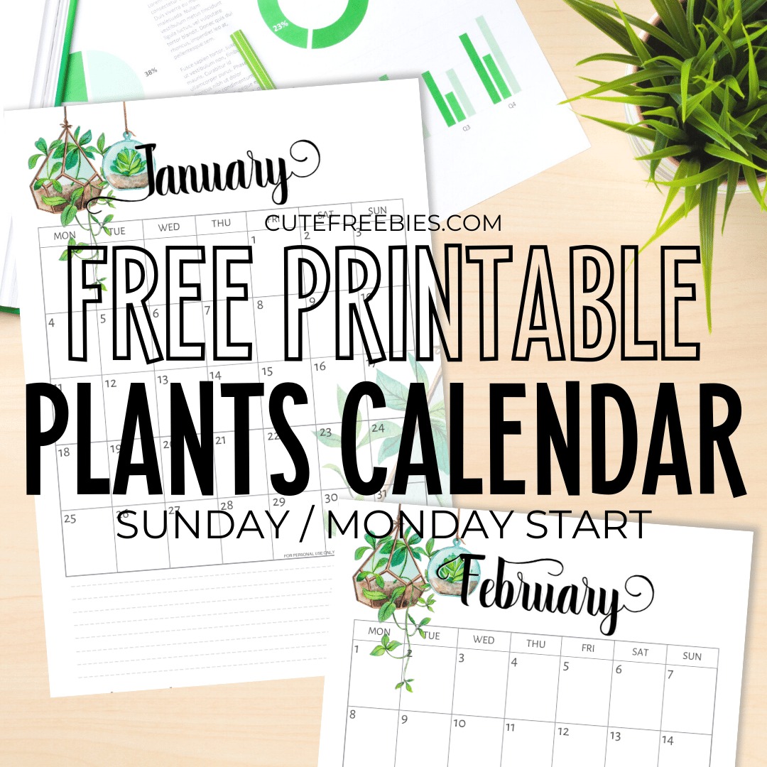 2023 2024 Calendar Free Printable Plants Theme Cute Freebies For You