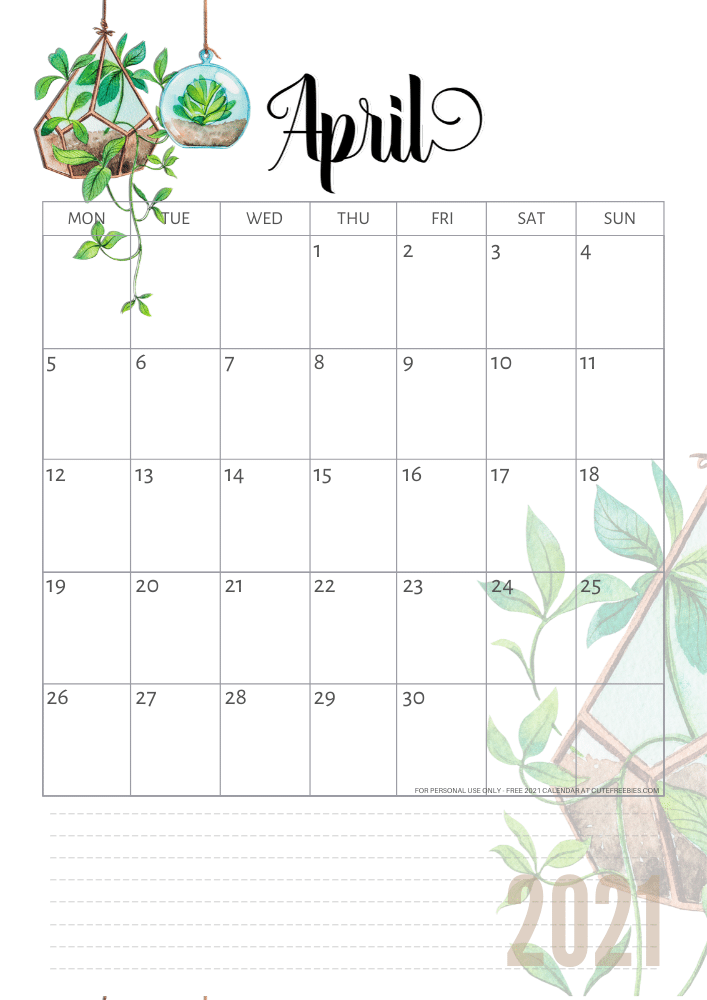 April-2021-calendar-plants - Cute Freebies For You