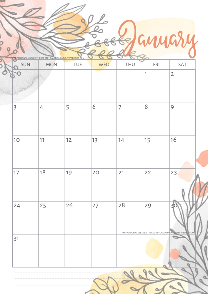 Download Calendar January 2021 - January 2021 - Calendar Templates For Word, Excel And PDF