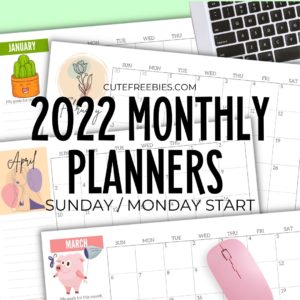 free printable 2022 calendar planner cute freebies for you