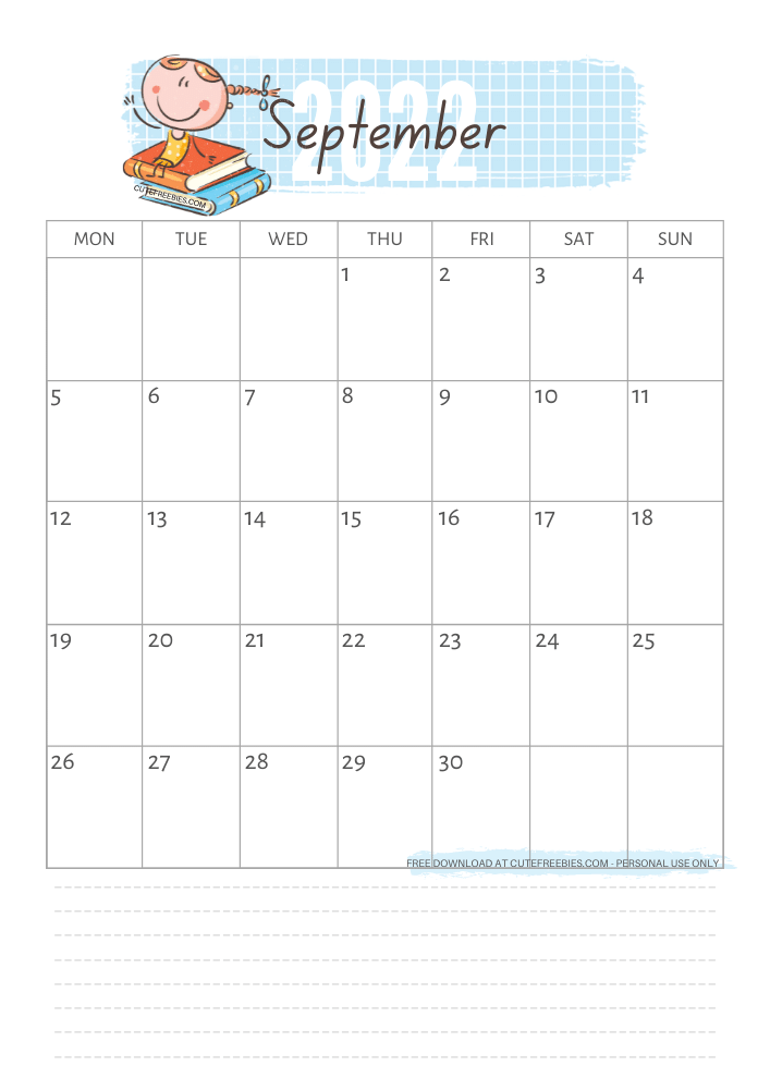 september 2022 kids calendar printable cute freebies for you