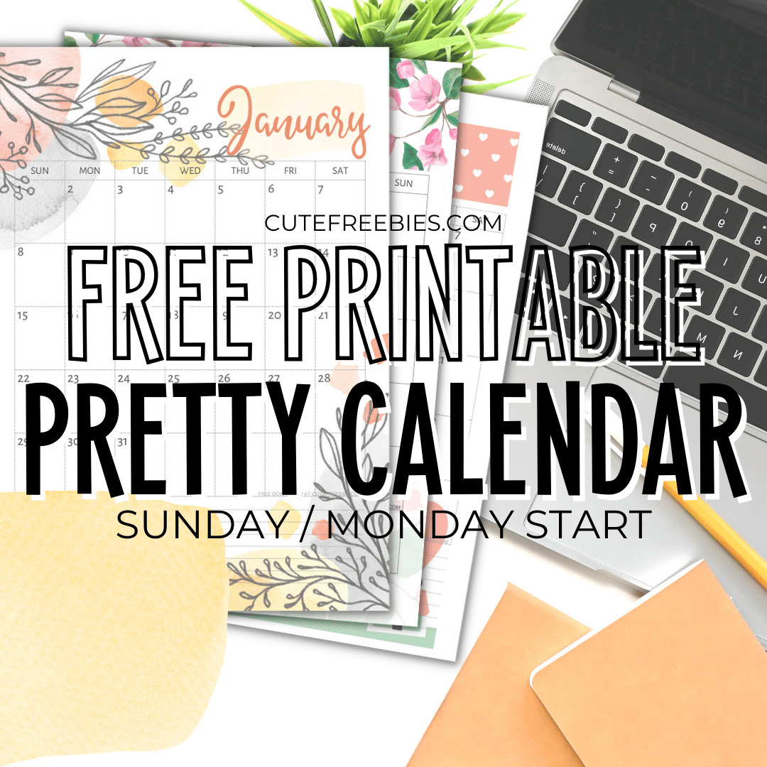 Pretty 2024 Calendar Free Printable Template Cute Freebies For You