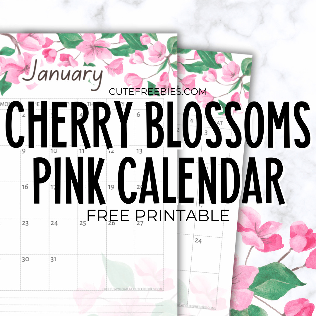 Free 2024 Cherry Blossoms Calendar Printable PDF Cute Freebies For You