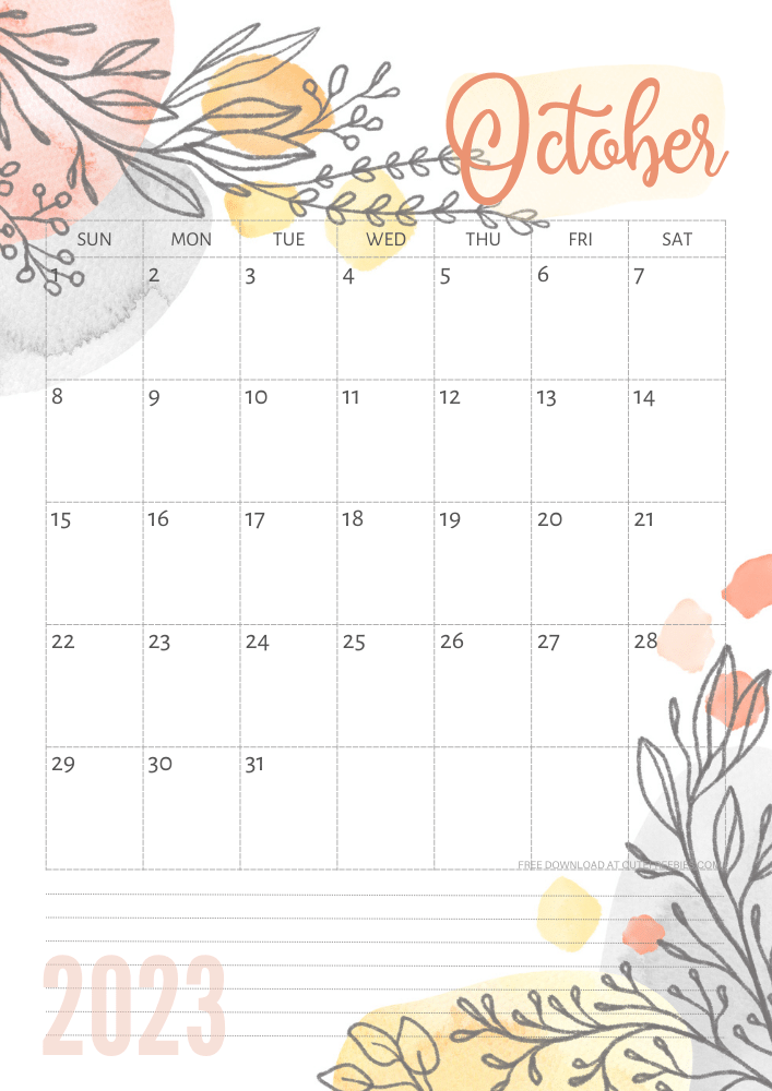 Pretty 2023 Calendar Free Printable Template - Cute Freebies For You