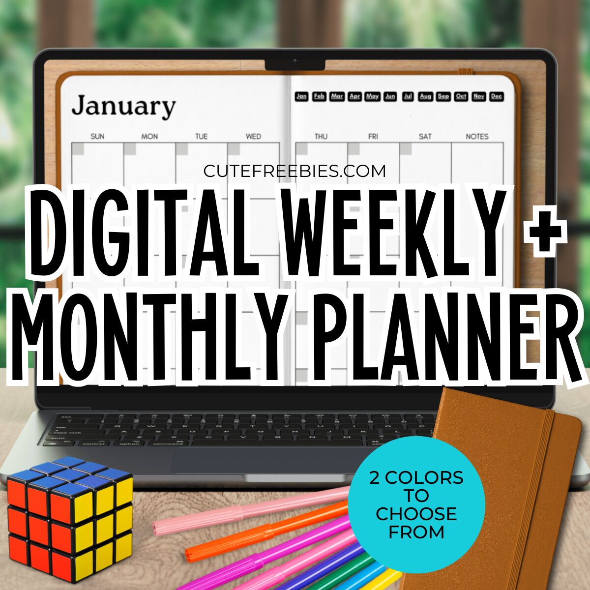 Free Digital Monthly Planner Template - pdf download free digital planner monthly and weekly template #cutefreebiesforyou #digitalplanner